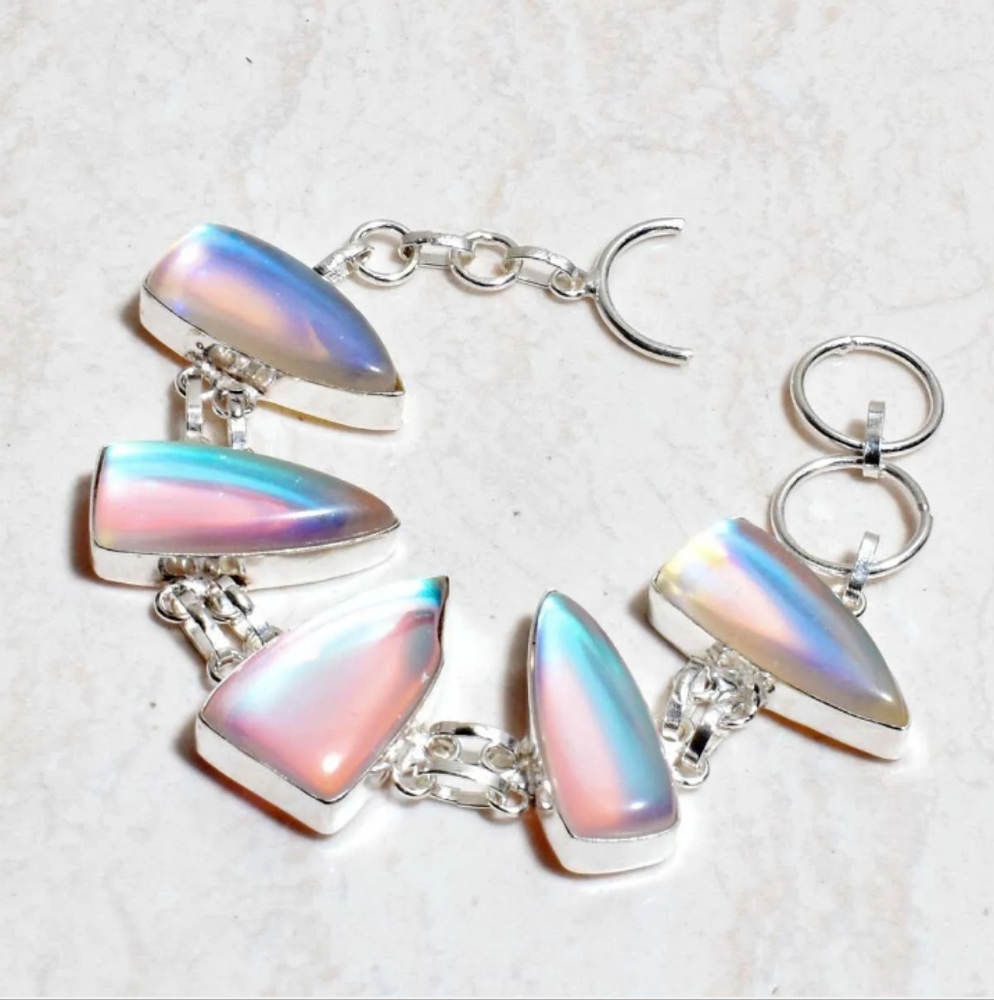 STERLING SILVER RAINBOW FIRE TOPAZ BRACELET - Picture 1 of 1